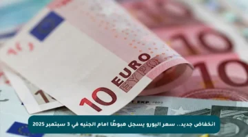 انخفاض جديد.. سعر اليورو يسجل هبوطًا أمام الجنيه في 3 سبتمبر 2025
